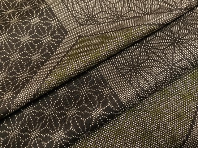 平和屋着物●本場大島紬　一元7マルキ　麻の葉亀甲文　正絹　逸品　AABI0484ph