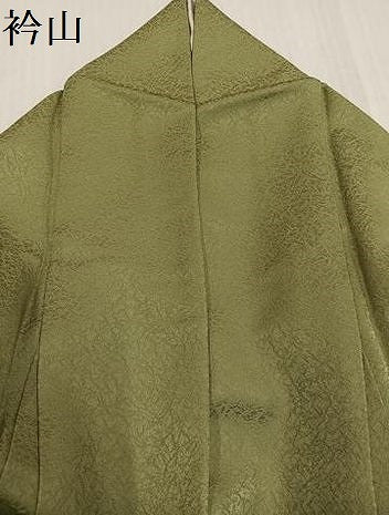 平和屋着物●上質な色無地　作家物　泥草木染　紋意匠　黄海松茶色　正絹　逸品　AABI0486ph