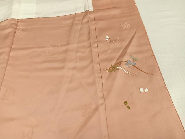 平和屋着物●訪問着　作家物　尾上菊五郎　草花文　金彩　まるやま扱い　正絹　逸品　未使用　AABI0487ph