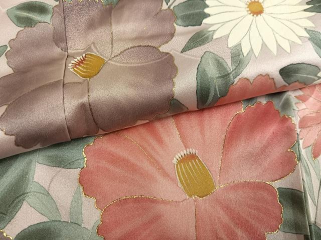 平和屋着物●豪華振袖　手描き　草花文　正絹　逸品　AABI0489ph