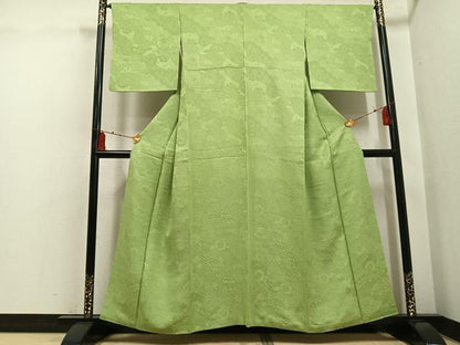 平和屋着物●上質な色無地　辻が花地紋　黄朽葉色　正絹　逸品　AABI0490ph