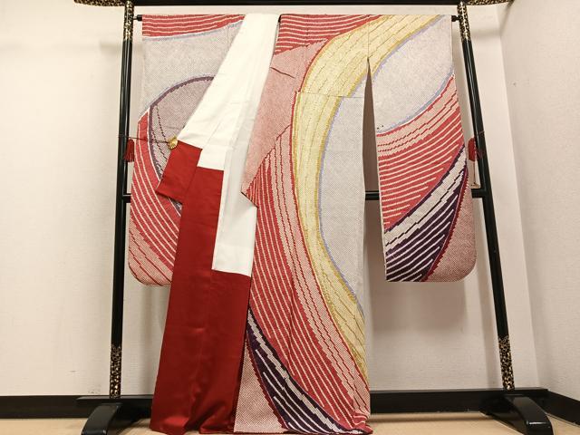平和屋着物●豪華振袖　総絞り　流水文　正絹　逸品　AABI0491ph