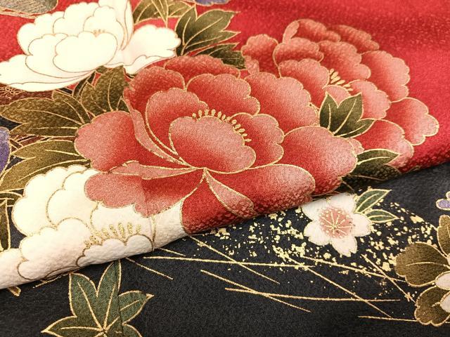 平和屋着物●豪華振袖　草花文　暈し染め　金彩　正絹　逸品　AABI0494ph