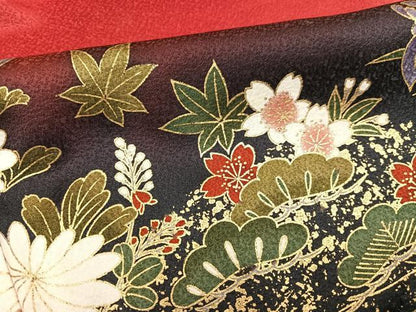 平和屋着物●豪華振袖　草花文　暈し染め　金彩　正絹　逸品　AABI0494ph