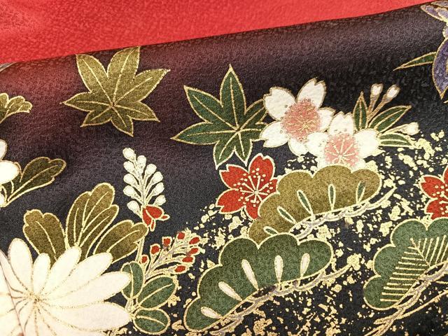 平和屋着物●豪華振袖　草花文　暈し染め　金彩　正絹　逸品　AABI0494ph