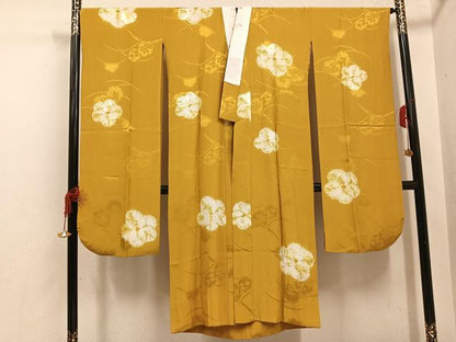 平和屋着物●振袖用長襦袢　無双仕立て　絞り　舞花文　半衿刺繍　正絹　逸品　AABI0495ph
