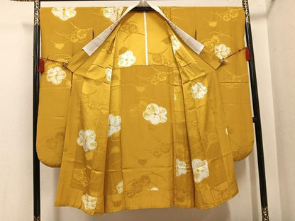 平和屋着物●振袖用長襦袢　無双仕立て　絞り　舞花文　半衿刺繍　正絹　逸品　AABI0495ph