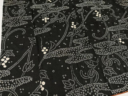 平和屋着物●上質な小紋　絞り　唐草文　黒地　正絹　逸品　AABI0497ph