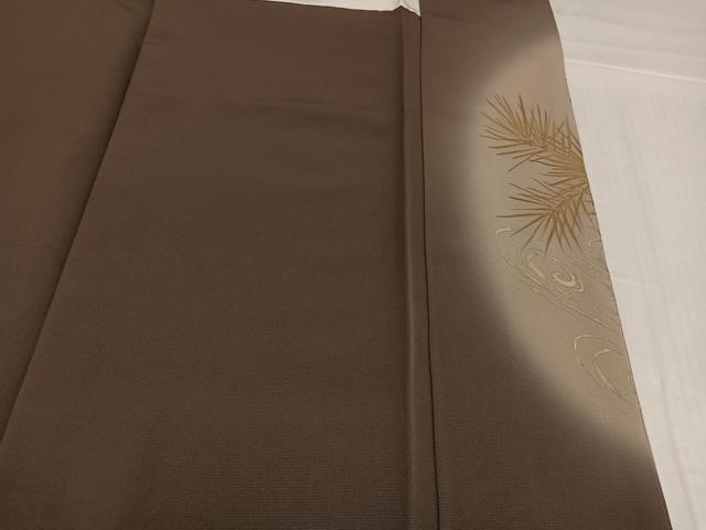 平和屋着物●色留訪問着　手描き　刺繍　松竹梅文　金彩　正絹　逸品　AABI0498ph