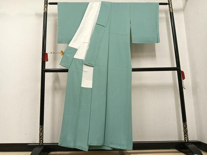 平和屋着物●上質な色無地　薄青色　正絹　逸品　未使用　AABI0499ph