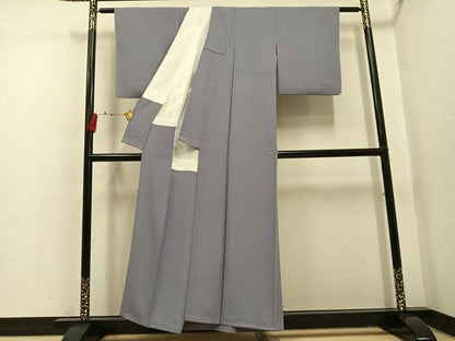 平和屋着物●上質な色無地　源氏鼠色　正絹　逸品　AABI0500ph