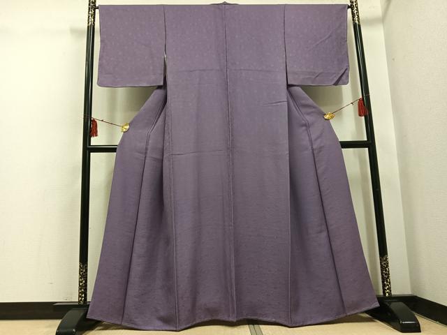 平和屋着物●上質な色無地　花地紋　葡萄鼠色　正絹　逸品　AABI0502ph