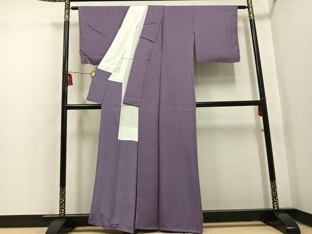 平和屋着物●上質な色無地　花地紋　葡萄鼠色　正絹　逸品　AABI0502ph