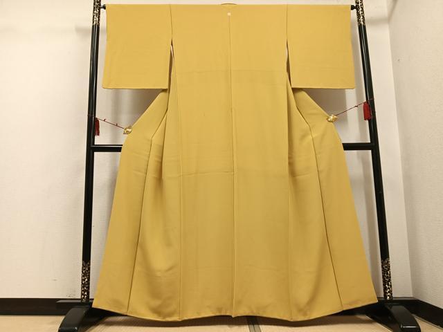 平和屋着物●上質な色無地　黄朽葉色　正絹　逸品　AABI0503ph