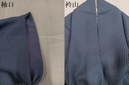 平和屋着物●上質な色無地　亀甲重ね地紋　煤色　正絹　逸品　AABI0504ph