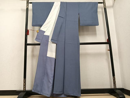 平和屋着物●上質な色無地　亀甲重ね地紋　煤色　正絹　逸品　AABI0504ph