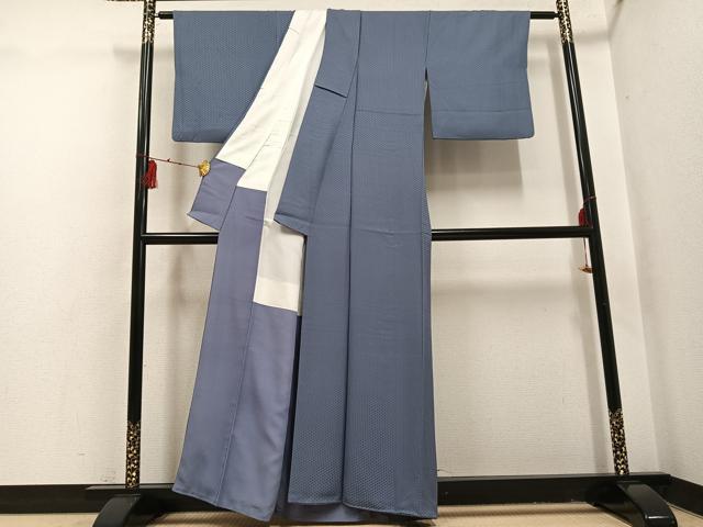 平和屋着物●上質な色無地　亀甲重ね地紋　煤色　正絹　逸品　AABI0504ph