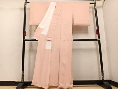 平和屋着物●上質な色無地　一斤染色　正絹　逸品　AABI0505ph