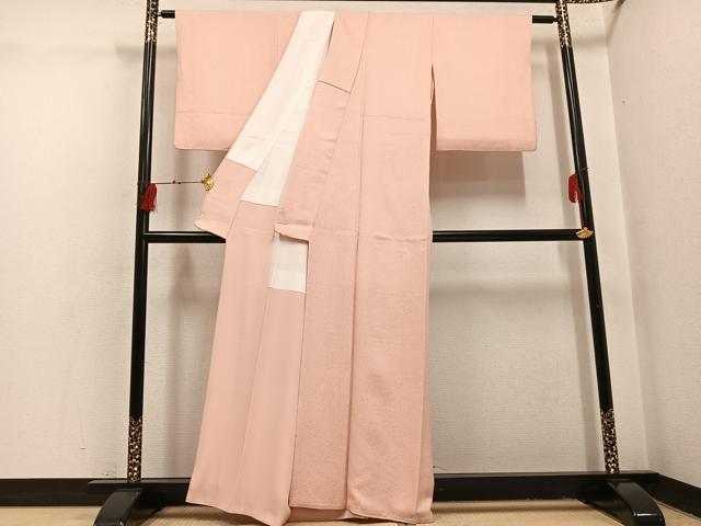 平和屋着物●上質な色無地　一斤染色　正絹　逸品　AABI0505ph