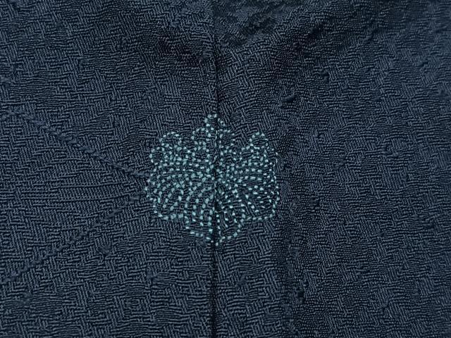 平和屋着物●上質な色無地　花菱地紋　藍鉄色　正絹　逸品　未使用　AABI0508ph