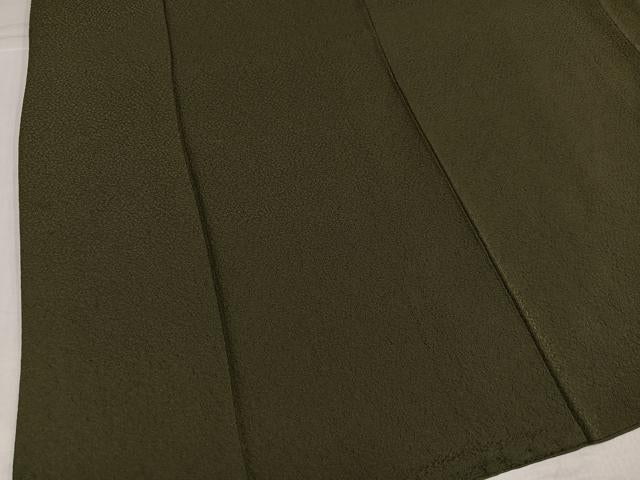 平和屋着物●上質な色無地　国防色　正絹　逸品　AABI0509ph