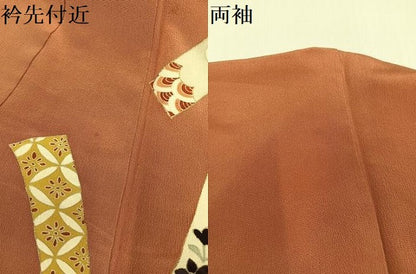 平和屋着物●アンティーク　大正ロマン　訪問着　刺繍　束ね熨斗草花文　金彩　正絹　逸品　AABI0510ph