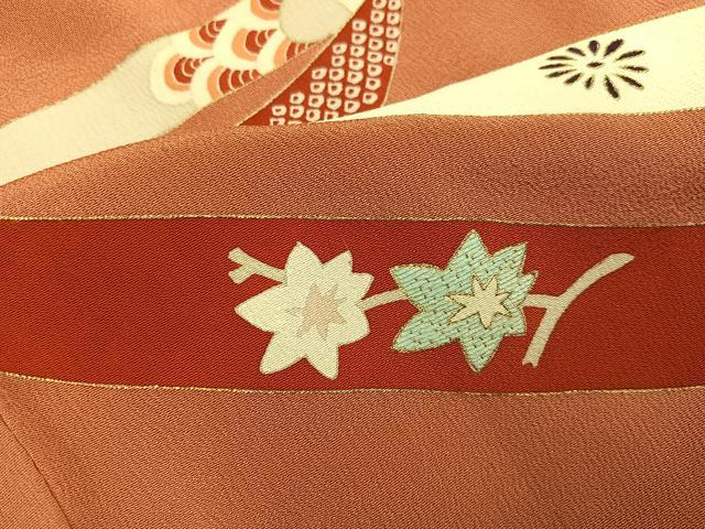平和屋着物●アンティーク　大正ロマン　訪問着　刺繍　束ね熨斗草花文　金彩　正絹　逸品　AABI0510ph