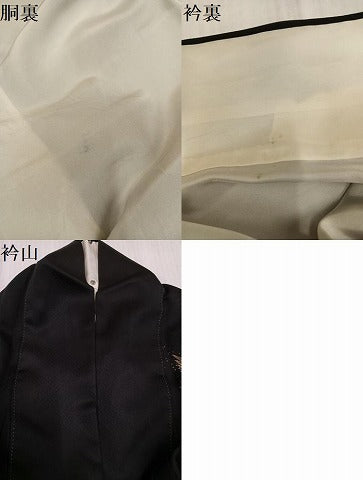 平和屋着物●訪問着　花鳥文　暈し染め　黒地　金彩　正絹　逸品　AABI0512ph