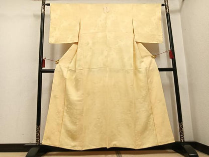 平和屋着物●上質な色無地　松地紋　蜂蜜色　阪急百貨店扱い　正絹　逸品　未使用　AABI0513ph