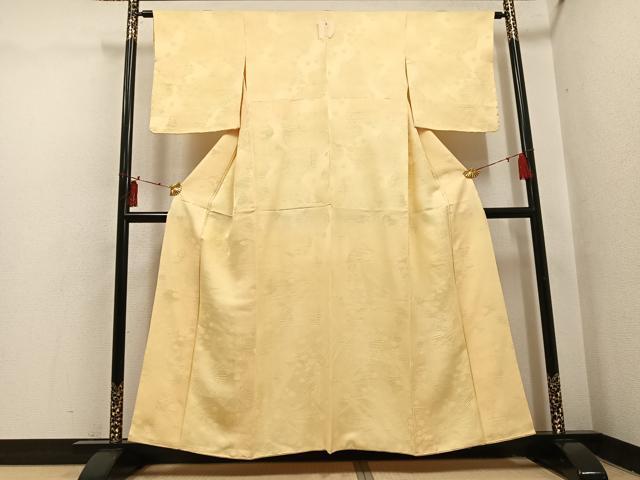 平和屋着物●上質な色無地　松地紋　蜂蜜色　阪急百貨店扱い　正絹　逸品　未使用　AABI0513ph