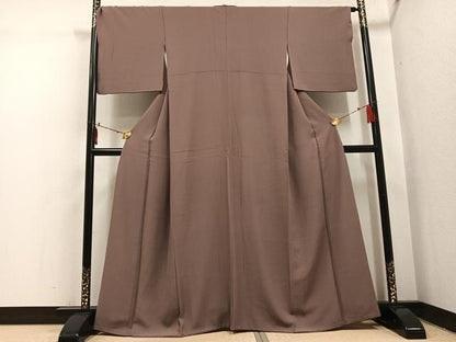 平和屋着物●上質な色無地　宗伝唐茶色　正絹　逸品　AABI0514ph