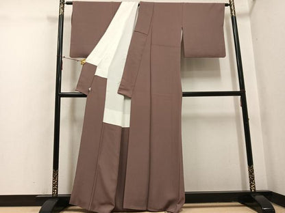 平和屋着物●上質な色無地　宗伝唐茶色　正絹　逸品　AABI0514ph
