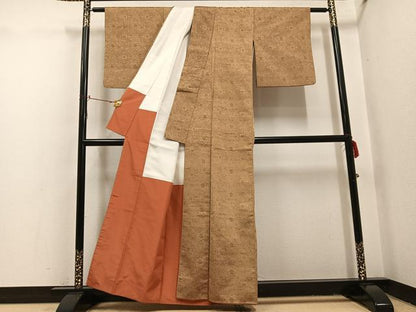 平和屋着物●上質な紬　色無地　芝翫茶色　正絹　逸品　AABI0516ph