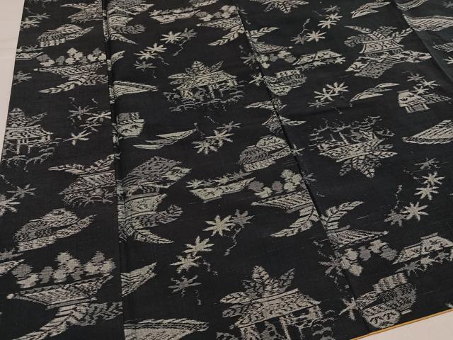 平和屋着物●上質な紬　風景草木文　正絹　逸品　AABI0518ph