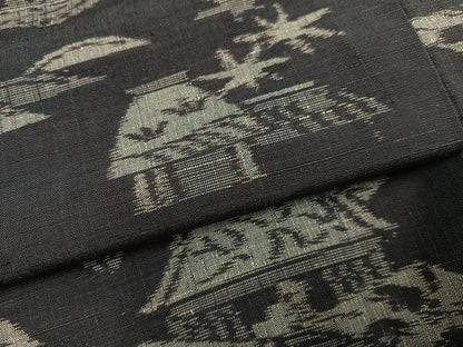 平和屋着物●上質な紬　風景草木文　正絹　逸品　AABI0518ph
