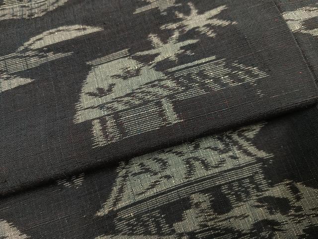 平和屋着物●上質な紬　風景草木文　正絹　逸品　AABI0518ph