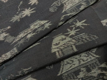 平和屋着物●上質な紬　風景草木文　正絹　逸品　AABI0518ph