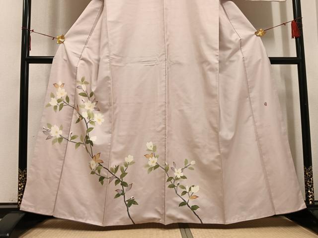 平和屋着物●石川県指定無形文化財　牛首紬　白山工房　手織り　本加賀友禅作家　成竹登茂男　訪問着　枝花文　正絹　逸品　AABI0519ph
