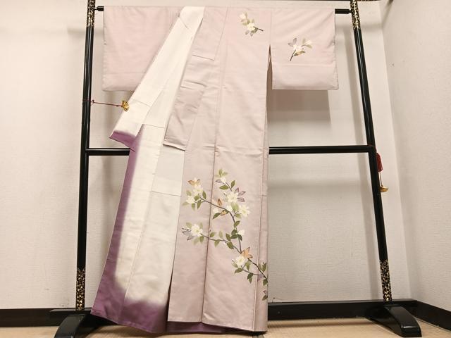 平和屋着物●石川県指定無形文化財　牛首紬　白山工房　手織り　本加賀友禅作家　成竹登茂男　訪問着　枝花文　正絹　逸品　AABI0519ph