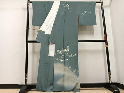 平和屋着物●訪問着　友禅　作家物　枝花文　暈し染め　正絹　逸品　AABI0521ph