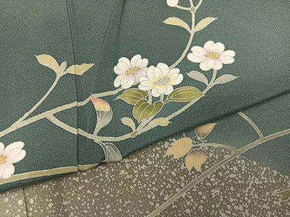 平和屋着物●訪問着　友禅　作家物　枝花文　暈し染め　正絹　逸品　AABI0521ph