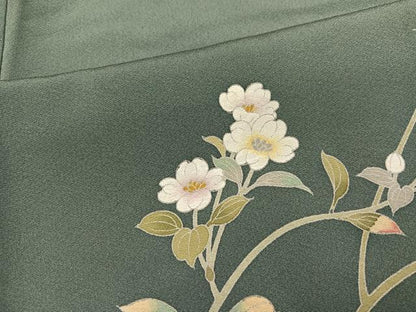 平和屋着物●訪問着　友禅　作家物　枝花文　暈し染め　正絹　逸品　AABI0521ph