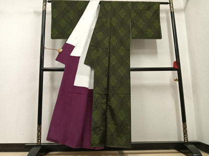 平和屋着物●本場大島紬　割込み絣　花尽くし　正絹　逸品　未使用　AABI0523ph