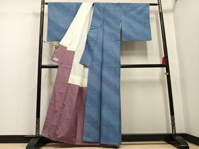 平和屋着物●上質な紬　斜縞　やまと誂製　正絹　逸品　AABI0524ph