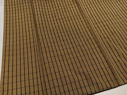 平和屋着物●上質な紬　格子　正絹　逸品　AABI0525ph