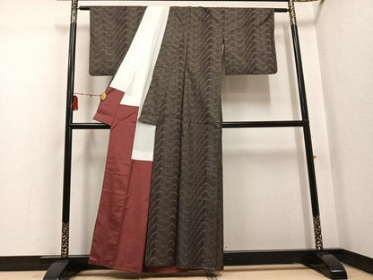 平和屋着物●本場大島紬　カタス7マルキ　間道　正絹　逸品　AABI0528ph