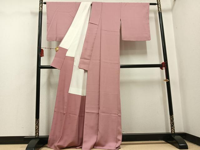 平和屋着物●染色作家　斉藤三才　色無地　退紅色　正絹　逸品　AABI0531ph
