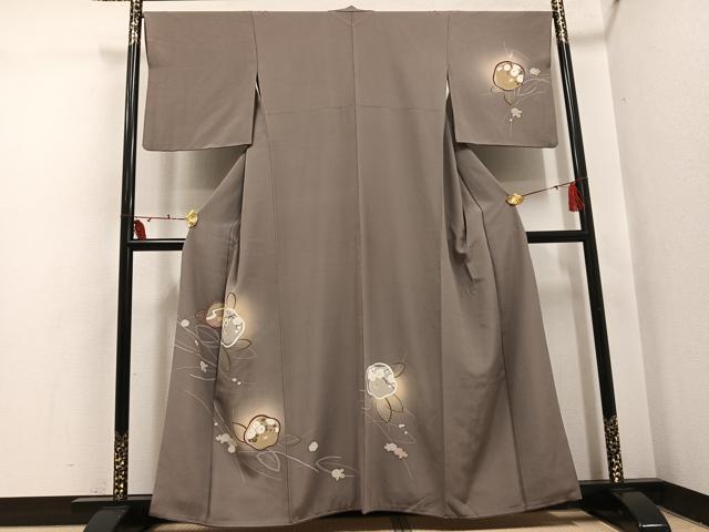 平和屋着物●訪問着　友禅　草花文　暈し染め　金彩　正絹　逸品　AABI0532ph