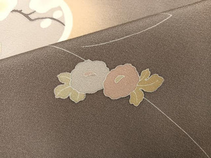 平和屋着物●訪問着　友禅　草花文　暈し染め　金彩　正絹　逸品　AABI0532ph