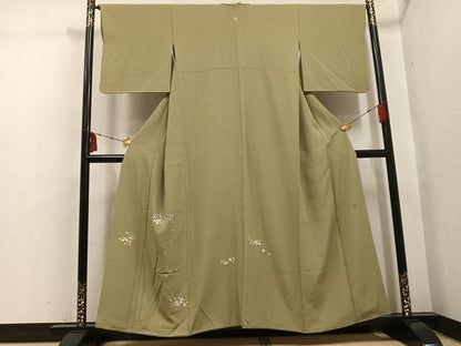 平和屋着物●京加賀糸目友禅作家　山崎巌　色留袖　枝花文　正絹　逸品　AABI0535ph